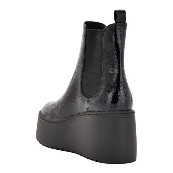 NINE WEST / Henrita-3 / Black Patent / Faux Leather / Platform/ Booties / Size 1 - Picture 4 of 9